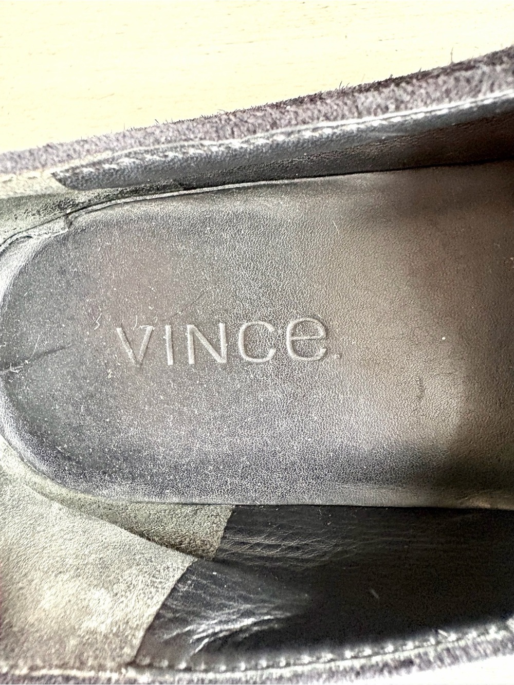 Vince Black Suede Leather Slip-On Sneakers Shoe White Sole Women Size 8.5 Casual - Picture 9 of 13